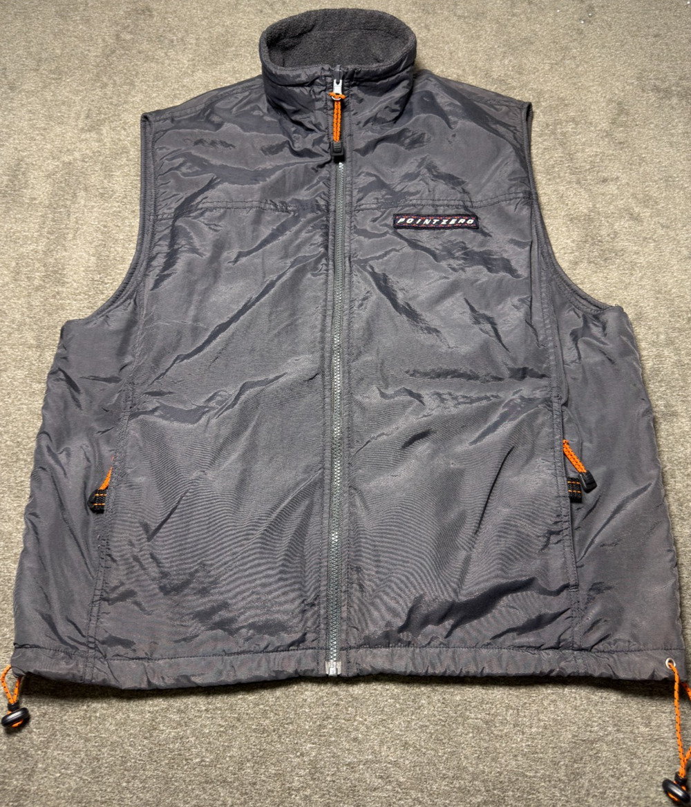 VTG Point Zero Multifunction Series Reversible Fleece Vest Size L Gray 90s Y2K